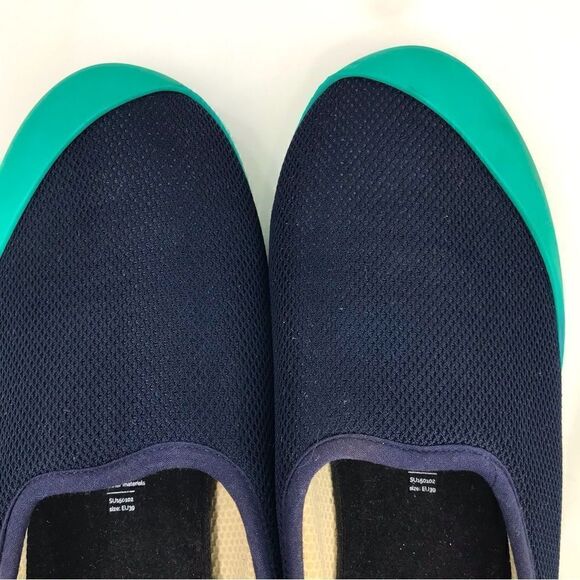 Mahabis Navy Blue Teal Summer Mens Mesh Water Deck Convertible Slip On Shoes